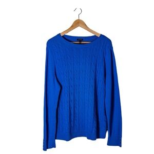 Talbots Women's Soft Cable Knit Lambswool Crewneck Sweater; Royal Blue; Size XL